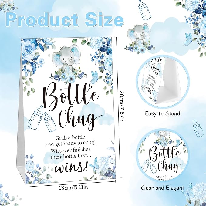 TrelaCo Bottle Chug Baby Shower Game Sign 20 Pcs Baby Bottles Shower Favor - Image 2