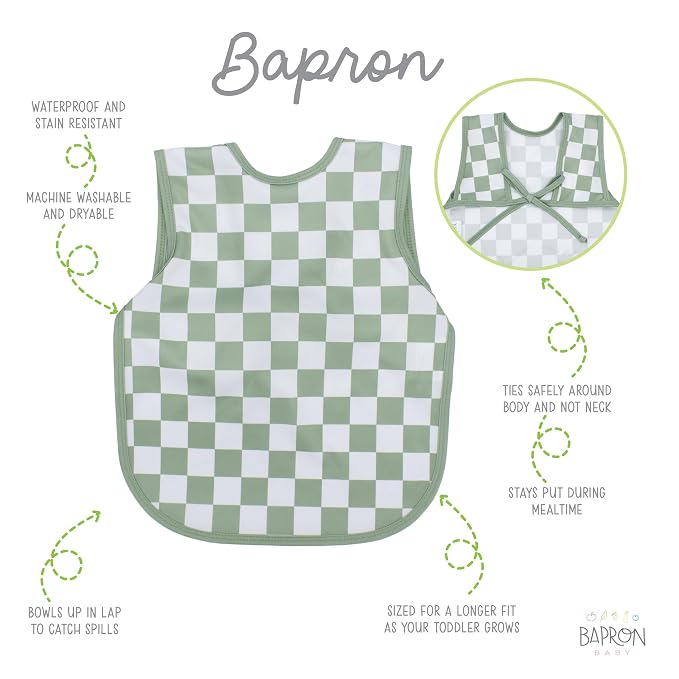 BapronBaby Sage Checkerboard Bapron - Image 2