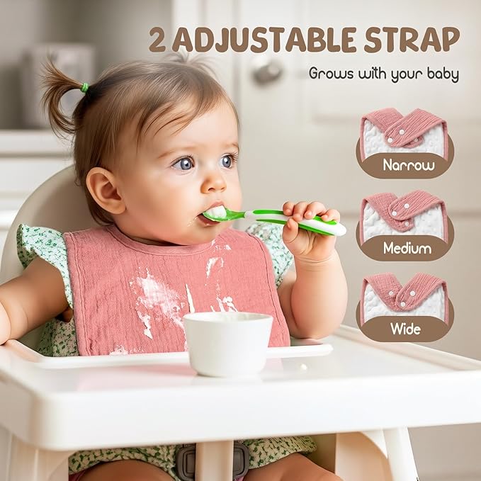 6-Pack Muslin Baby Bibs for Unisex Boys Girls, Cotton Baby Drool Bibs, Drooling - Image 3