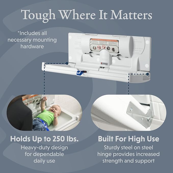 Foundations Classic Horizontal Wall-Mounted Baby Changing Station - Image 5