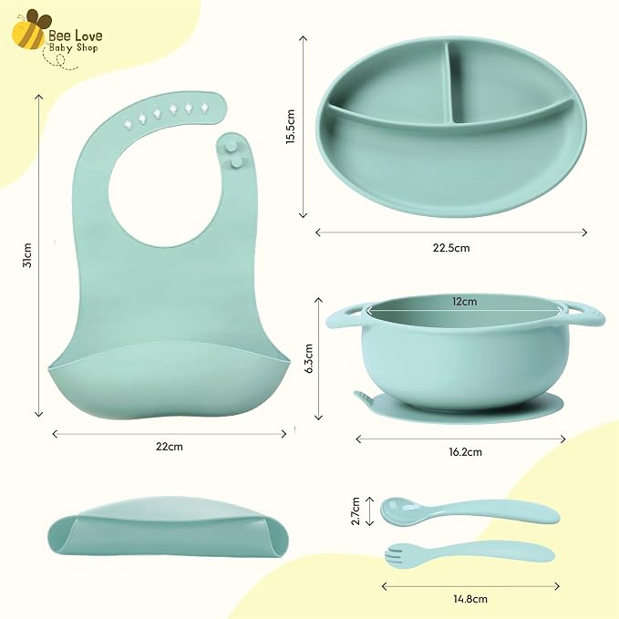 Bee Love Silicone Baby Feeding Set | BPA Free Baby Led Weaning Utensils Set - Image 7