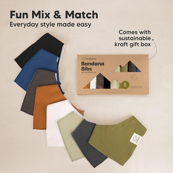 8-Pack Organic Baby Bandana Bibs - Image 9