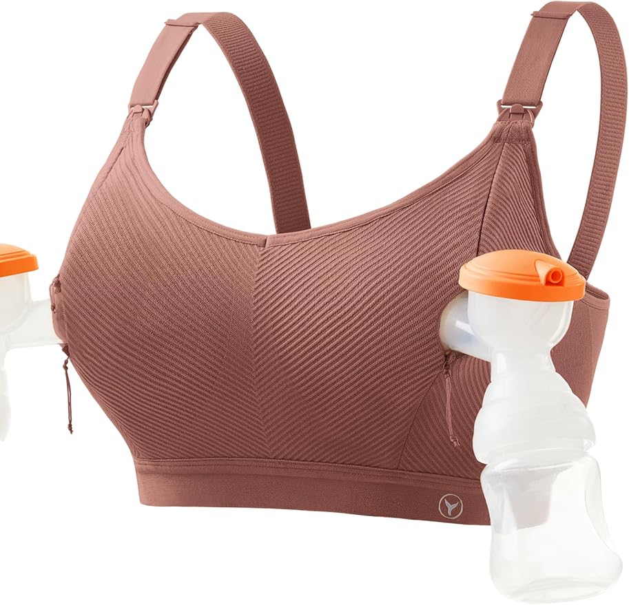Pumping Bra Hands Free Zip Opening Seamless Nursing Bras by HOFISH