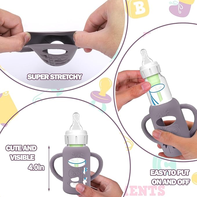 BUSOHA 3 Pack Silicone Sleeves for Dr. Brown's Glass Baby Bottles - Image 4