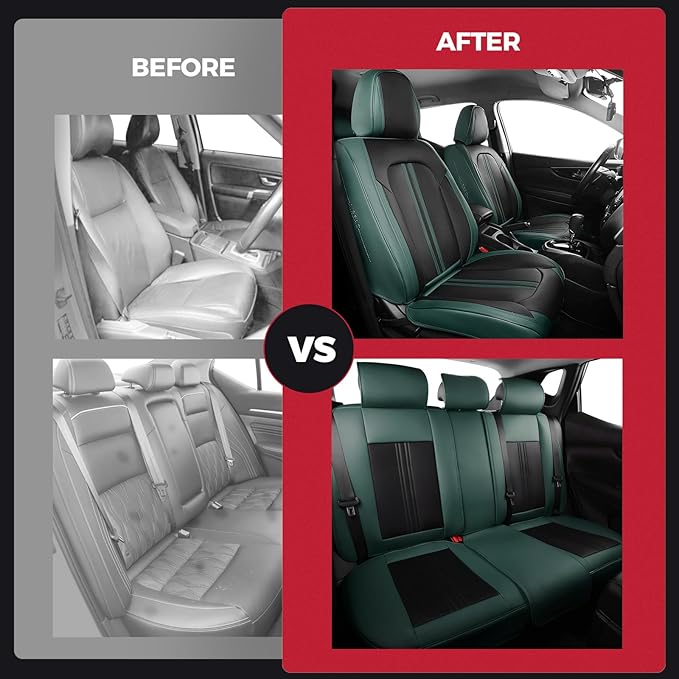 FREESOO Leather Car Seat Covers Full Set, Luxury Front Car Seat Covers and Back - Image 6
