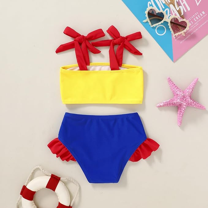 YOUNGER TREE Toddler Girls Two Pieces Swimsuit Color Block Stripe Swimwear - Image 3
