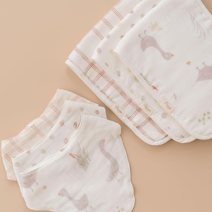 Crane Baby Burp Cloth Set, 3-pc. Charlie Farmhouse Goose Collection, Soft 100% - Image 4