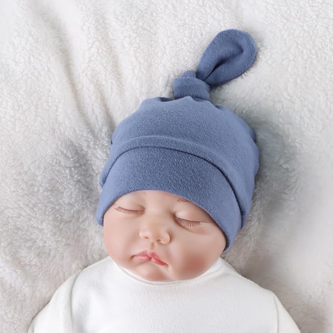JANGANNSA Newborn Baby Hat Infant Baby Boys Beanie Top Knot Stretchy Hats - Image 7