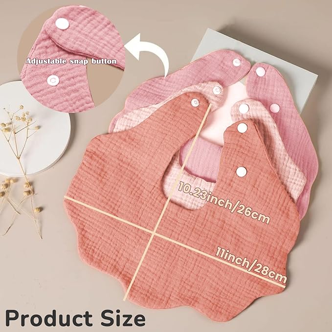 EllieHouse Baby Bibs for Girls Boys 8 Pack Muslin Drool Teeth Drooling Teething - Image 4