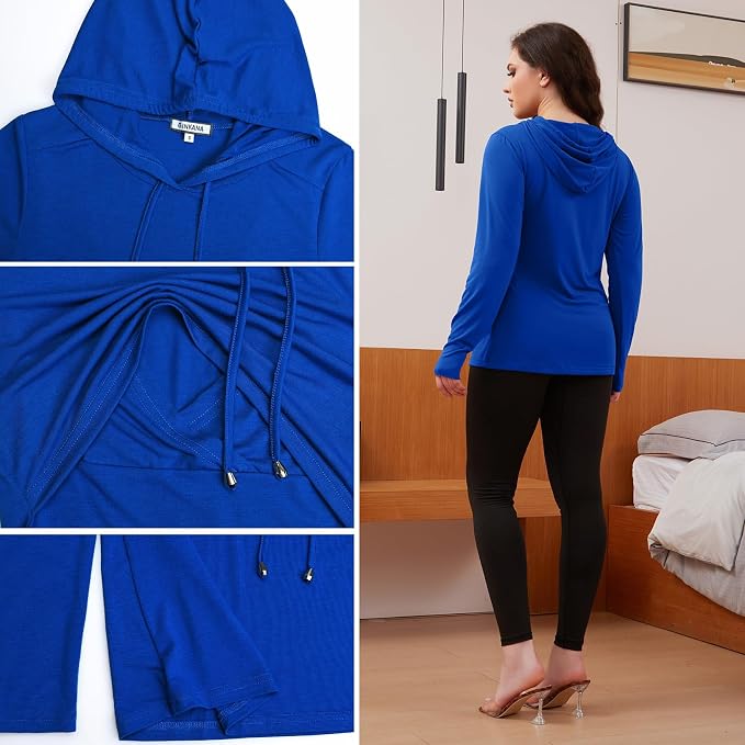 GINKANA Women's Nursing Hoodie Sweatshirt Long Sleeves Breastfeeding Maternity - Image 6