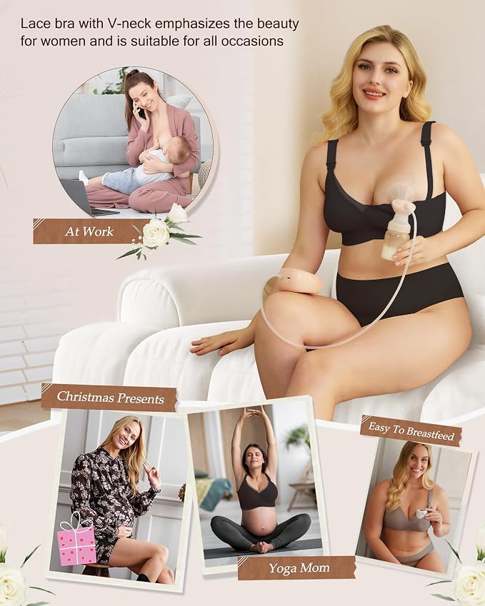As Fairy Nursing Bras for Breastfeeding Mesh Lace Seamless Maternity Bra - Image 5