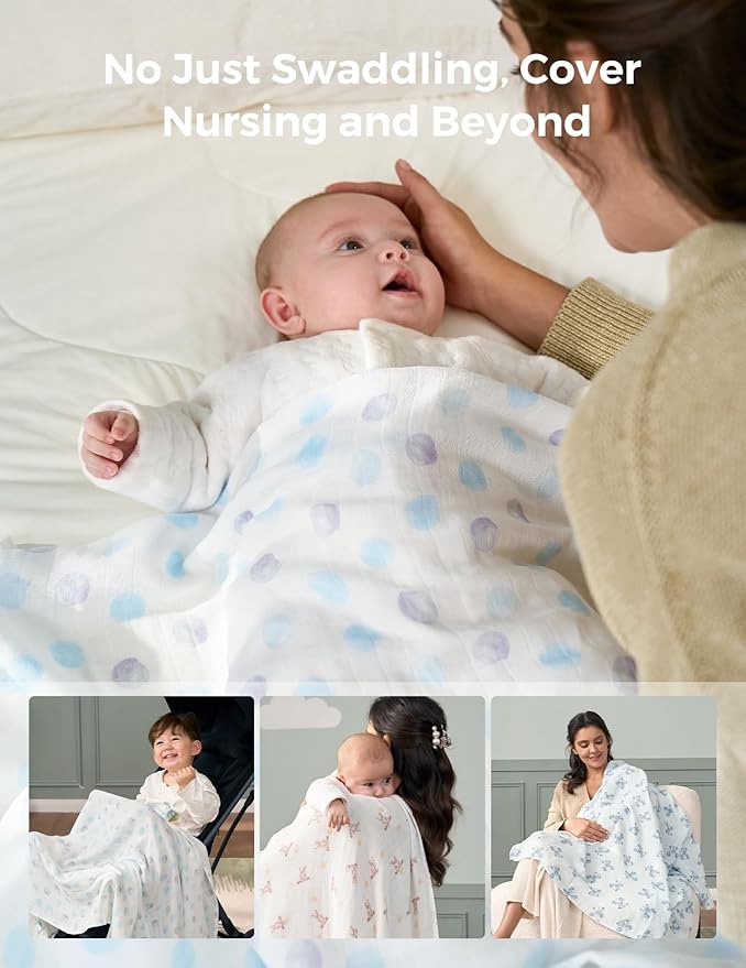 Momcozy Muslin Best Wishes Swaddle Blankets, Ultra Soft Neutral Registry - Image 6