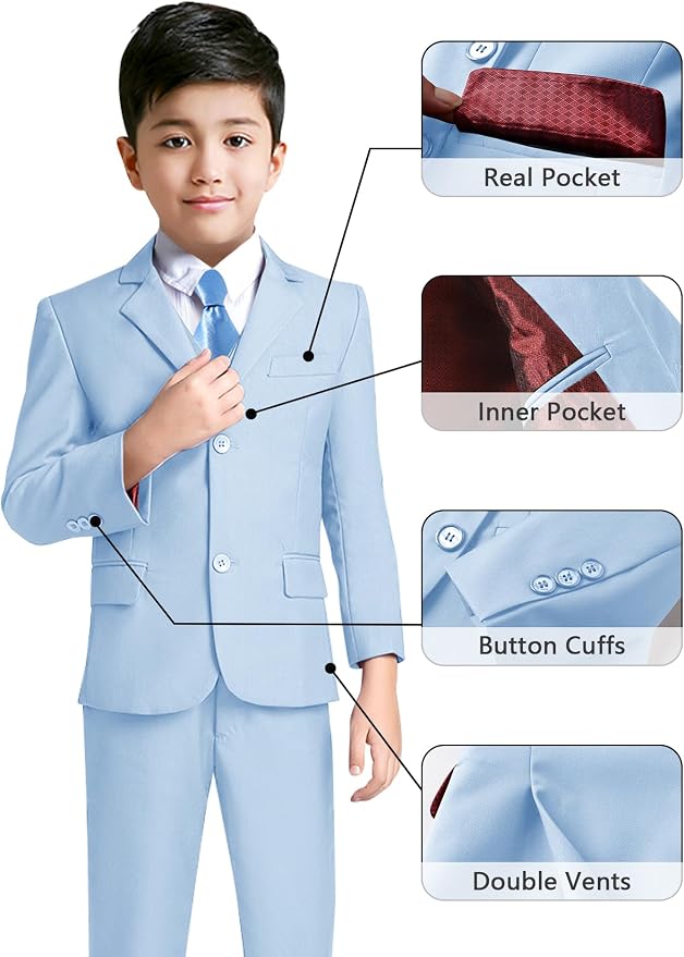 YuanLu Boys Suit for Kids Tuxedo Wedding Ring Bearer Outfit, 5 Piece Boy Slim - Image 3