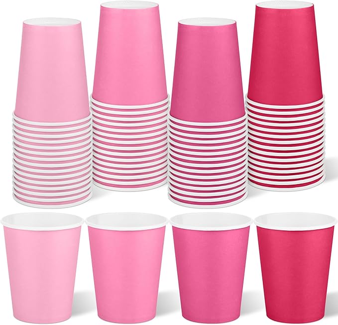 URATOT 60 Pieces 9 Ounce Pink Paper Cups Gradient Color Disposable Coffee Party by URATOT