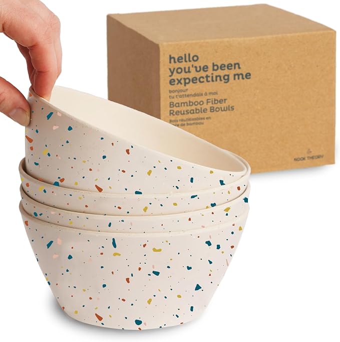 Nook Theory 4 Pack Bamboo Bowls - 22 Oz Reusable Bowl by NookTheory