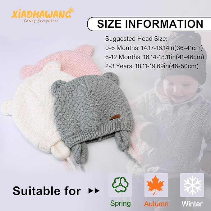 XIAOHAWANG Baby Hat Cute Bear Toddler Earflap Beanie Warm - Image 6