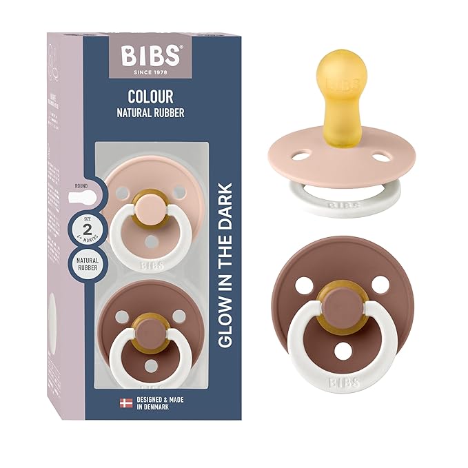 BIBS Colour Night Glow in The Dark Soother 2-Pack, BPA Free Dummy Pacifier by BIBS
