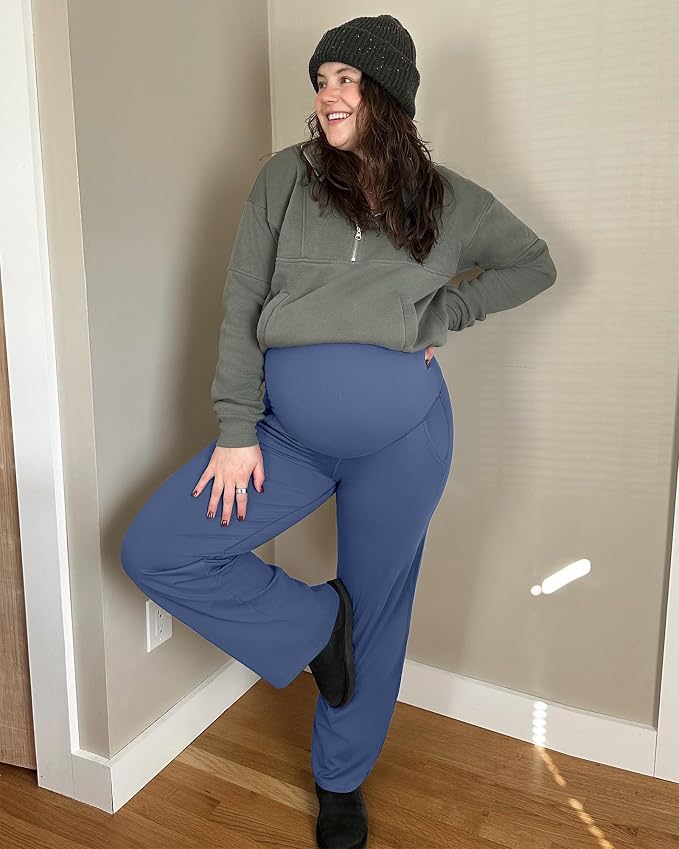 G4Free Maternity Pants Over The Belly Yoga Dress Work Pregnancy Pants Stretchy - Image 4