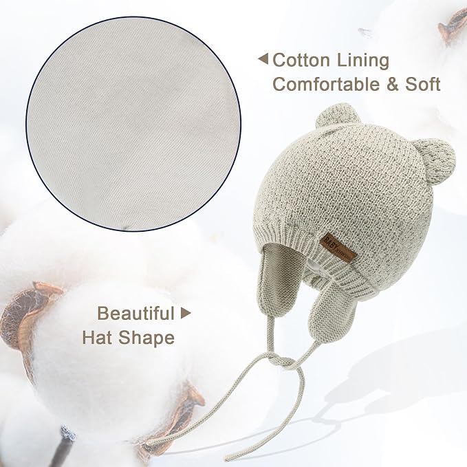 XIAOHAWANG Baby Hat Cute Bear Toddler Earflap Beanie Warm - Image 5
