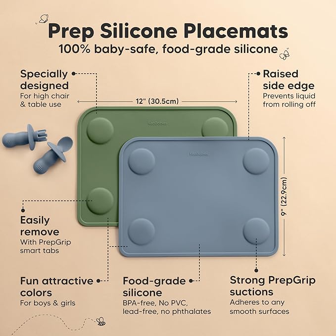 KeaBabies 2-Pack Silicone Placemats - Image 2