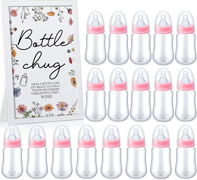 Roowest Bottle Chug Baby Shower Game Favors Including Wideflower Theme Wooden by Roowest