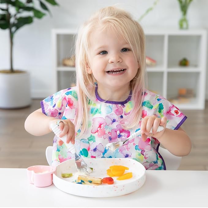 Bumkins Toddler Utensils, Kids Size Fork and Spoon Set, Silicone and - Image 3