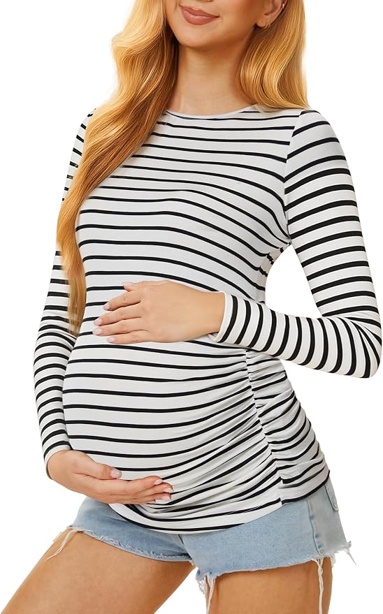 Maternity Shirts Long Sleeve Pregnancy Top by MIRAZEN