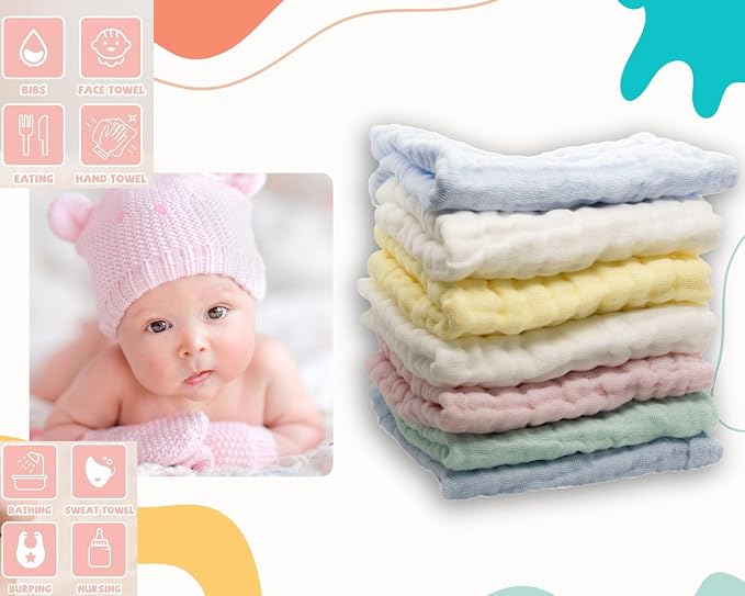 Muslin Baby Washcloths Pack of 7 - Image 5
