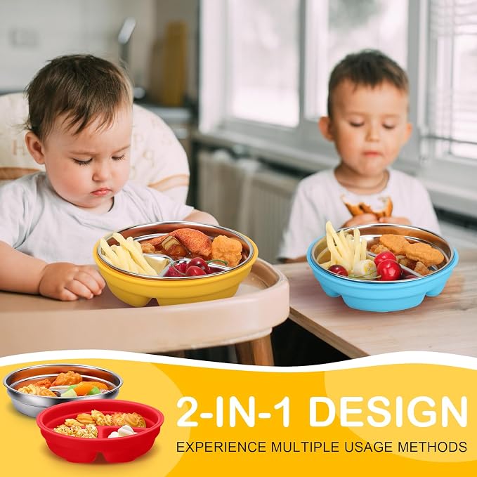 Nuogo 2 Pcs Stainless Steel Baby Suction Plates - Image 2