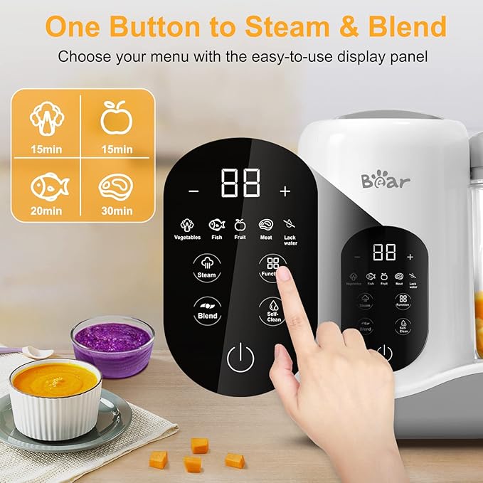 BEAR 2024 Baby Food Maker | One Step Baby Food Processor Steamer Puree Blender - Image 3