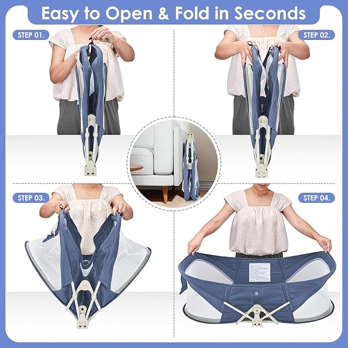 Portable Baby Bassinet Travel Baby Bed, Baby Cribs Travel Pod - Image 5