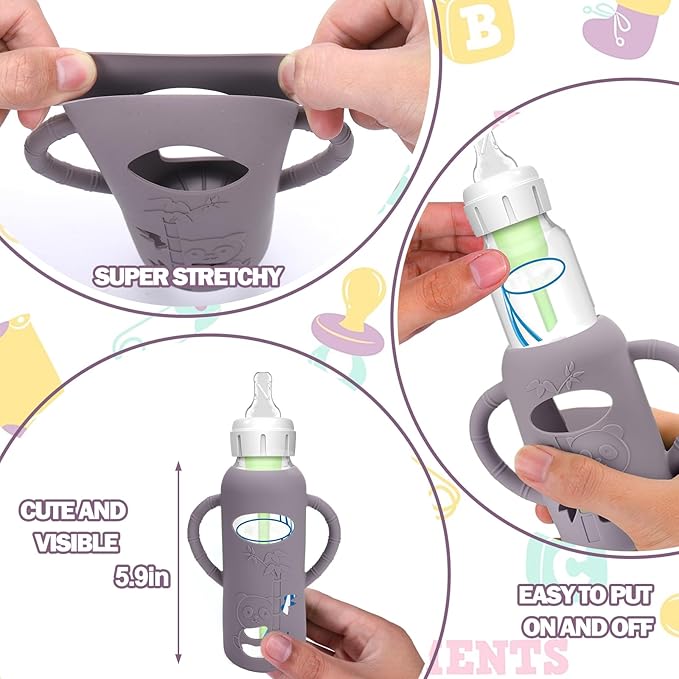 BUSOHA 3 Pack Silicone Sleeves for Dr Brown Glass Baby Bottles - Image 4