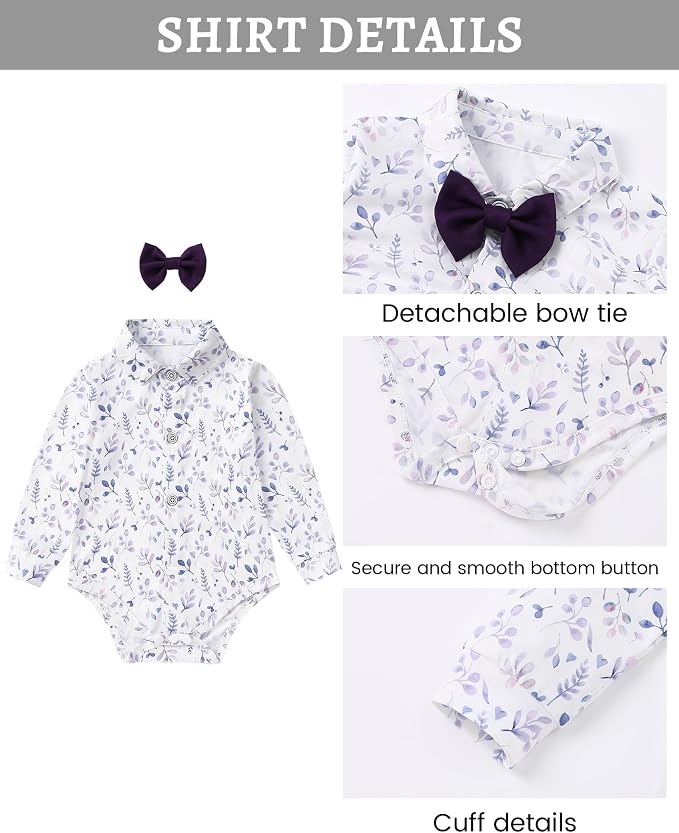 SANMIO Baby Boy Clothes Suits Infant Gentleman Outfit Collared Dress - Image 3