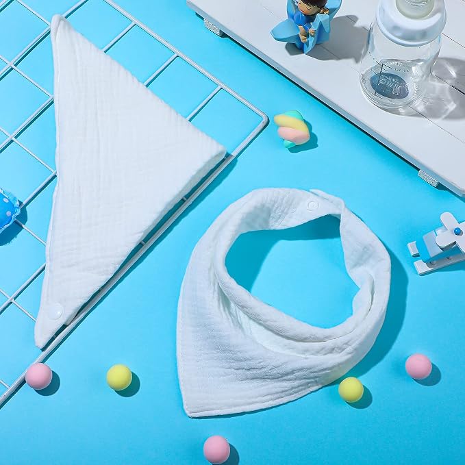 Giegxin 30 Pcs Muslin Baby Bibs White Bandana Drool Unisex Girls Boys Triangle - Image 7