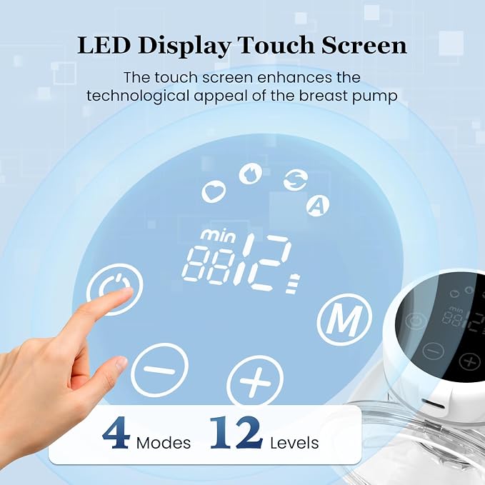 M6 Electric Breast Pump, 4 Mode & 12 Levels, LED Display, Wearable Hands-Free - Image 3