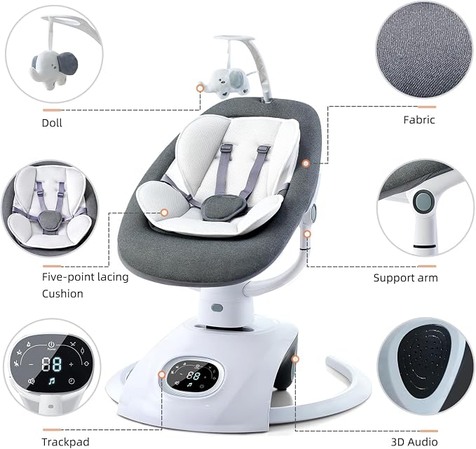 Baby Swing for Infants Electric Automatic Multi Motion Newborn for Girl & Boy - Image 4