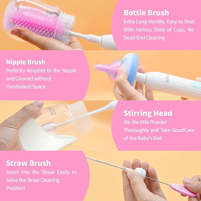Electric Bottle Brush Cleaner, Portable Electric Baby Bottle Brush Cleaner - Image 4