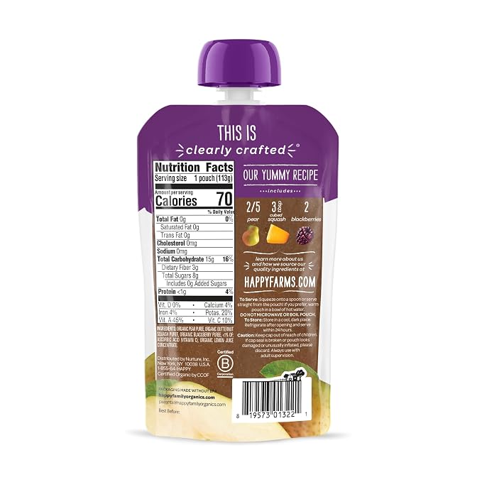 Happy Baby Organics Stage 2 Baby Food Pouches, Gluten Free, Vegan & Healthy - Image 2