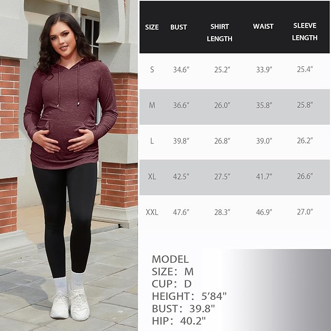 GINKANA Maternity Hoodie Long Sleeves Shirts Casual Maternity Top Pregnancy - Image 8