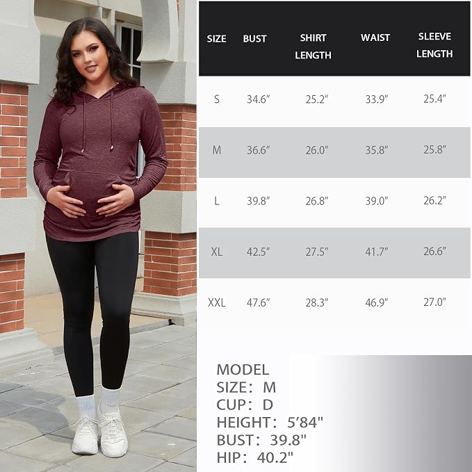 GINKANA Maternity Hoodie Long Sleeves Shirts Casual Maternity Top Pregnancy - Image 7