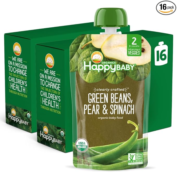 Happy Baby Organics Stage 2 Baby Food Pouches, Gluten Free, Vegan & Healthy by HappyBaby