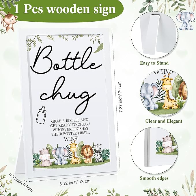 Roowest Bottle Chug Baby Shower Game Favors Including Safari Animals Theme - Image 2