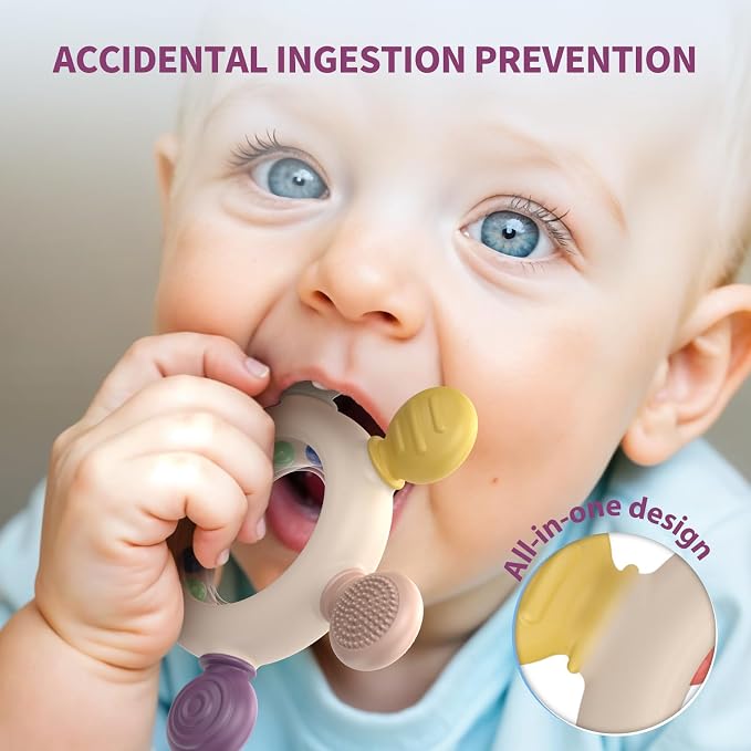 akolik Teething Toys for Babies, Baby Teethers Toy Teething Ring Silicone - Image 3