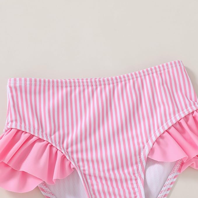 YOUNGER TREE Toddler Girls Two Pieces Swimsuit Color Block Stripe Swimwear - Image 5