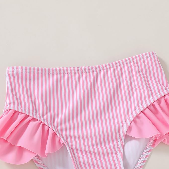 YOUNGER TREE Toddler Girls Two Pieces Swimsuit Color Block Stripe Swimwear - Image 5