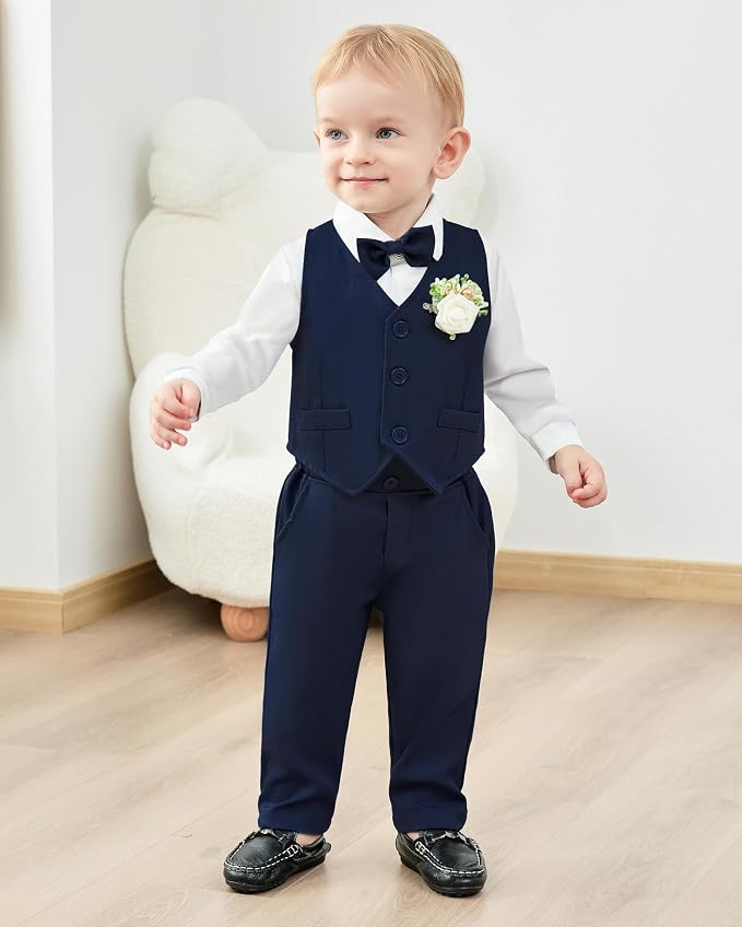 SANMIO Baby Boy Clothes Suits Infant Gentleman Outfit Collared Dress - Image 2