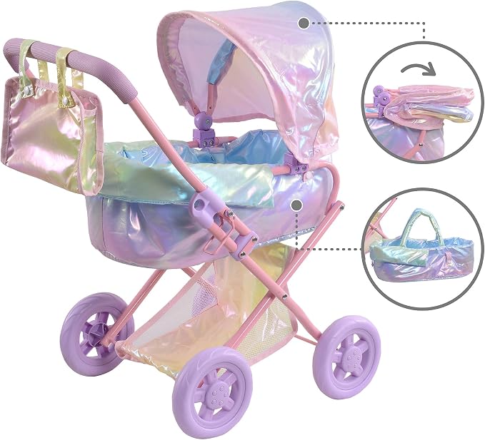 Olivia's Little World Baby Doll Stroller, 2-in-1 Doll Pram Buggy - Image 8