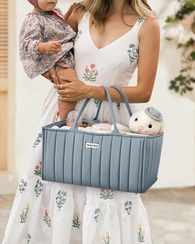Blissful Diary Baby Diaper Caddy Organizer, Stylish Storage Basket - Image 5