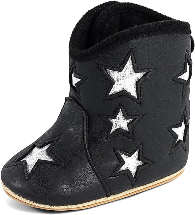MK MATT KEELY Leather Western Boots Cowboy Bootie Soft Sole Non-Slip Crib Shoes by MKMATTKEELY
