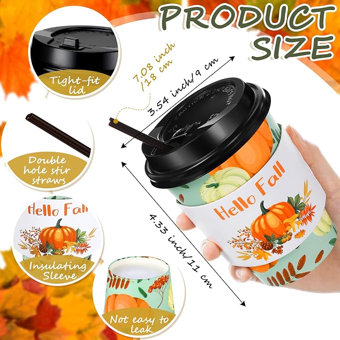 Lallisa 100 Sets Fall Thanksgiving Coffee Cup Bulk - Image 3